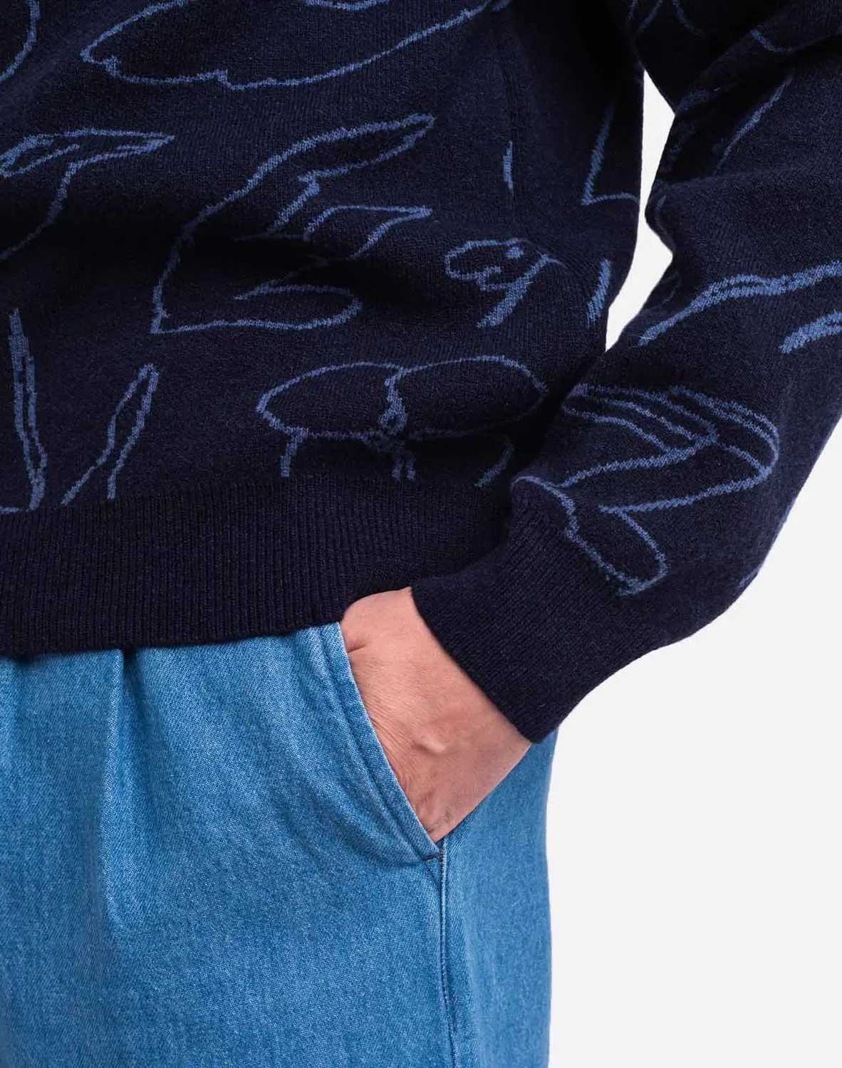 Olow Agon Pull Marine Laine Mérinos Ample