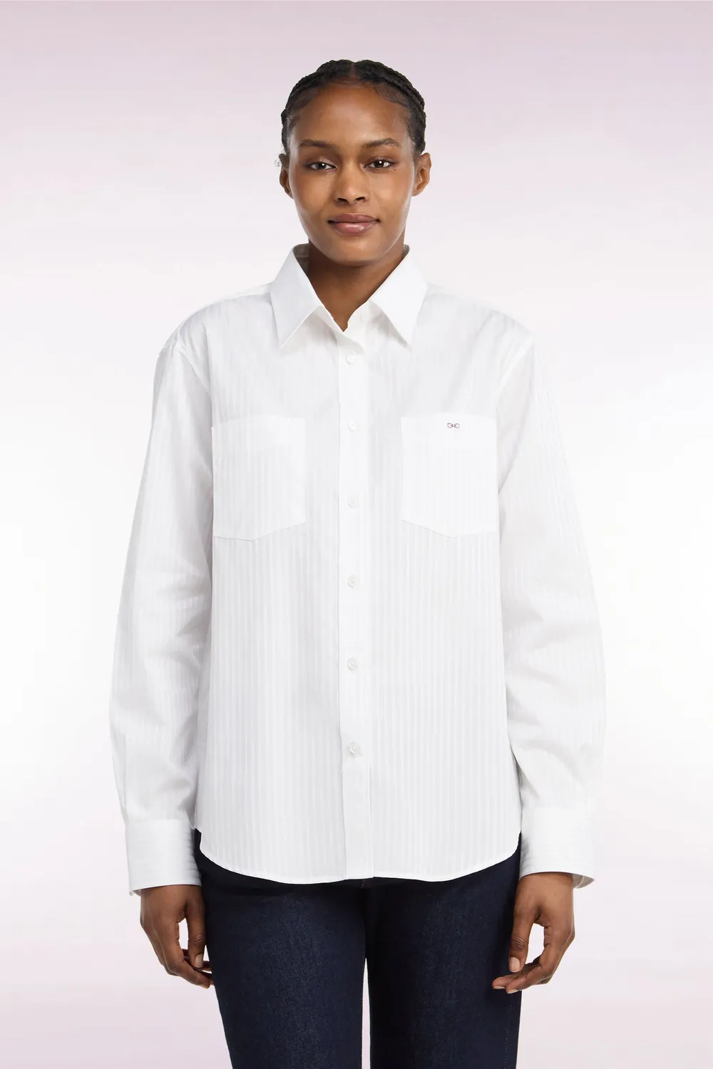 Eden Park Club Classique chemise femme rayée beige coupe Relaxed