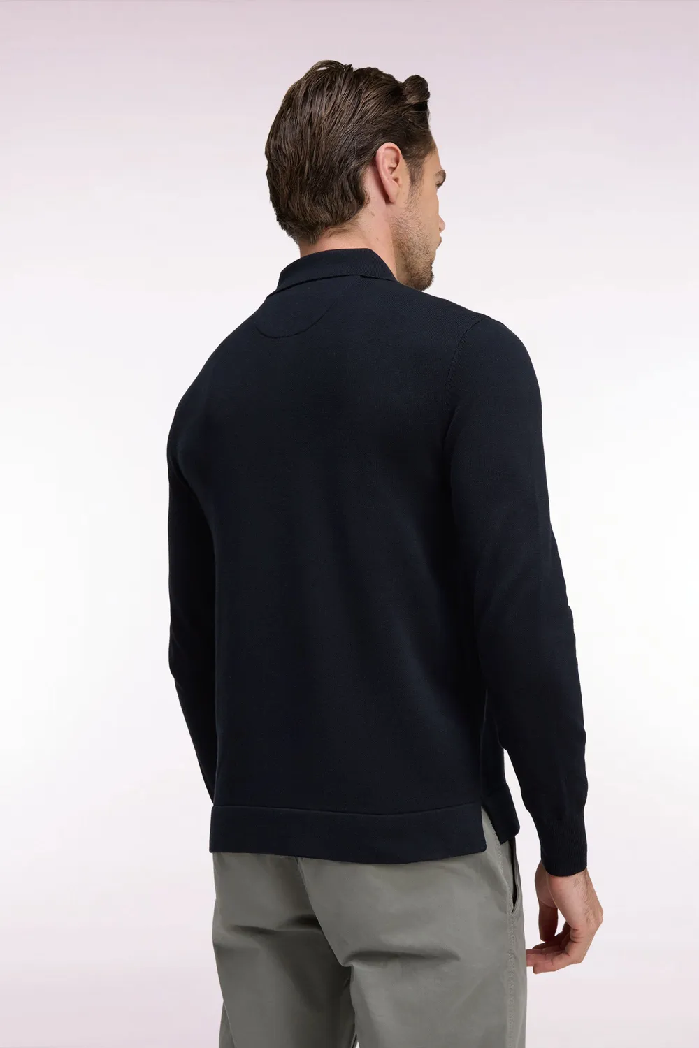 Eden Park Après Match pull col polo zippé noir coton viscose