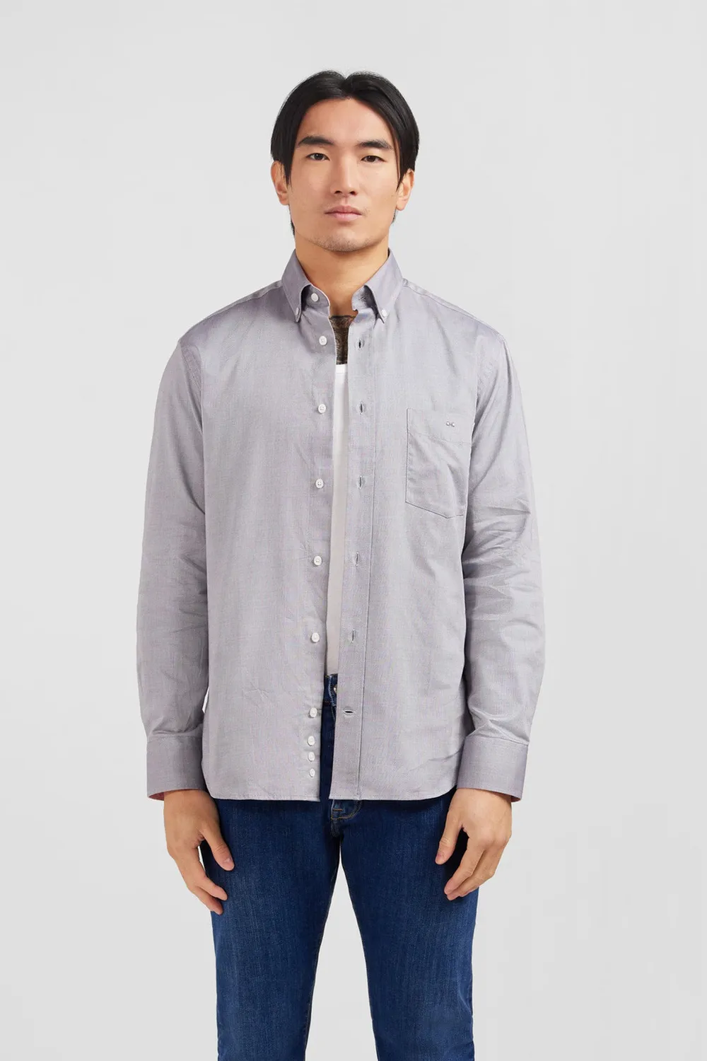 Eden Park chemise coton Oxford gris clair regular