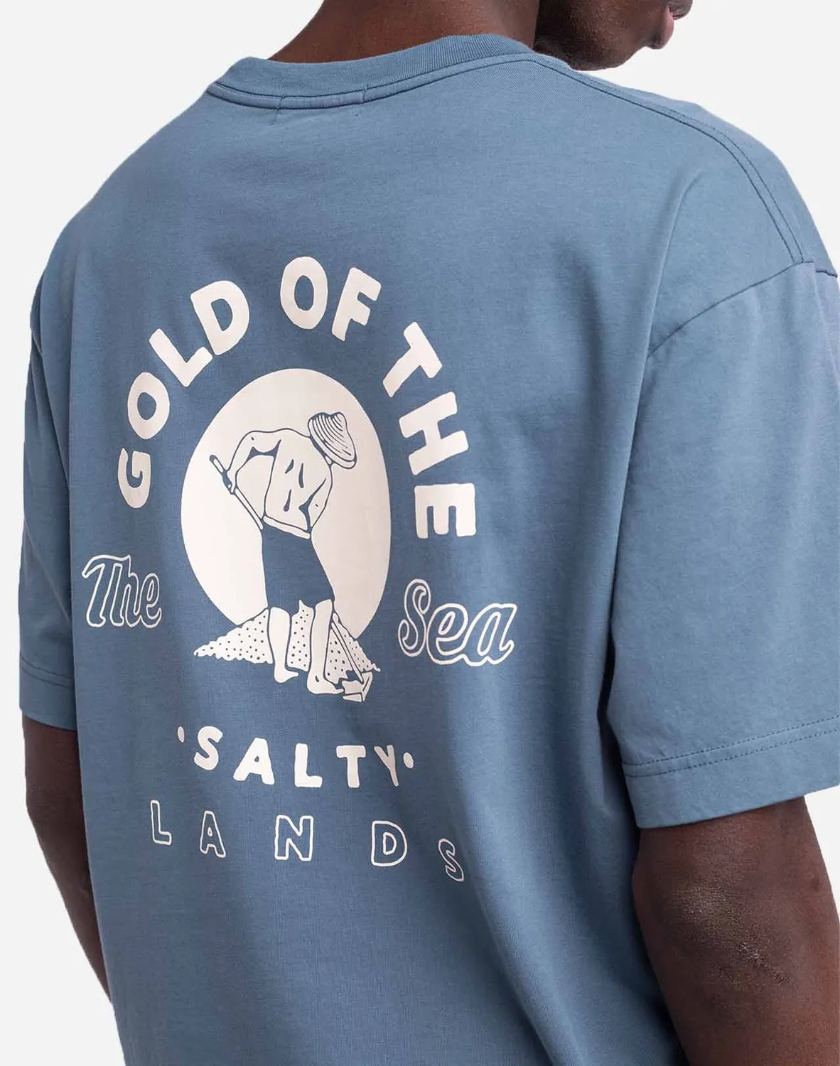 OLOW Gold t-shirt ample bleu acier coton bio