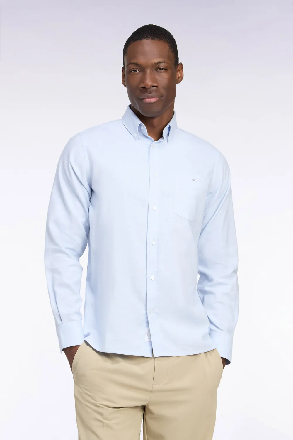 Eden Park Club Classique chemise coton gris coupe droite
