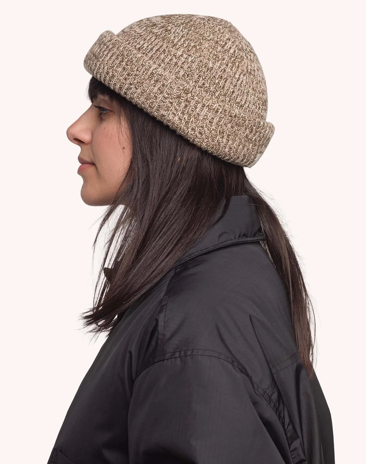 OLOW Falco bonnet beige-kaki chiné laine mérinos