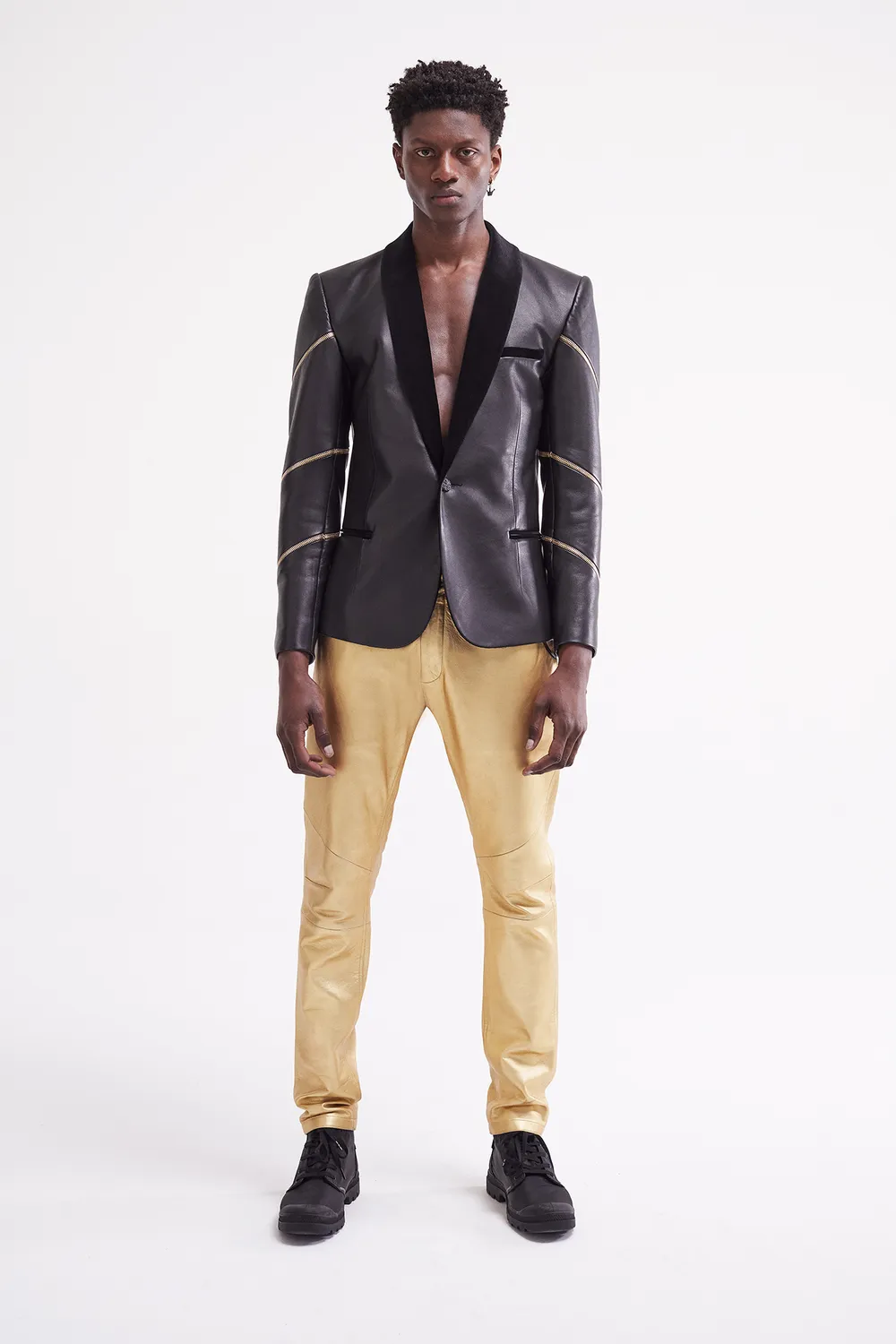 French Deal Ashanti veste cuir agneau zip doré