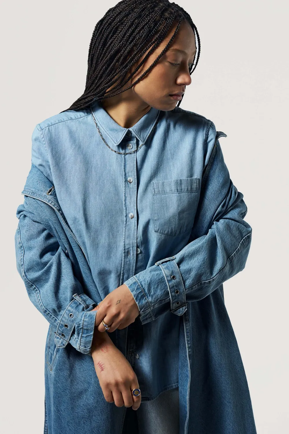 Loom chemise en jean denim bleu moyen
