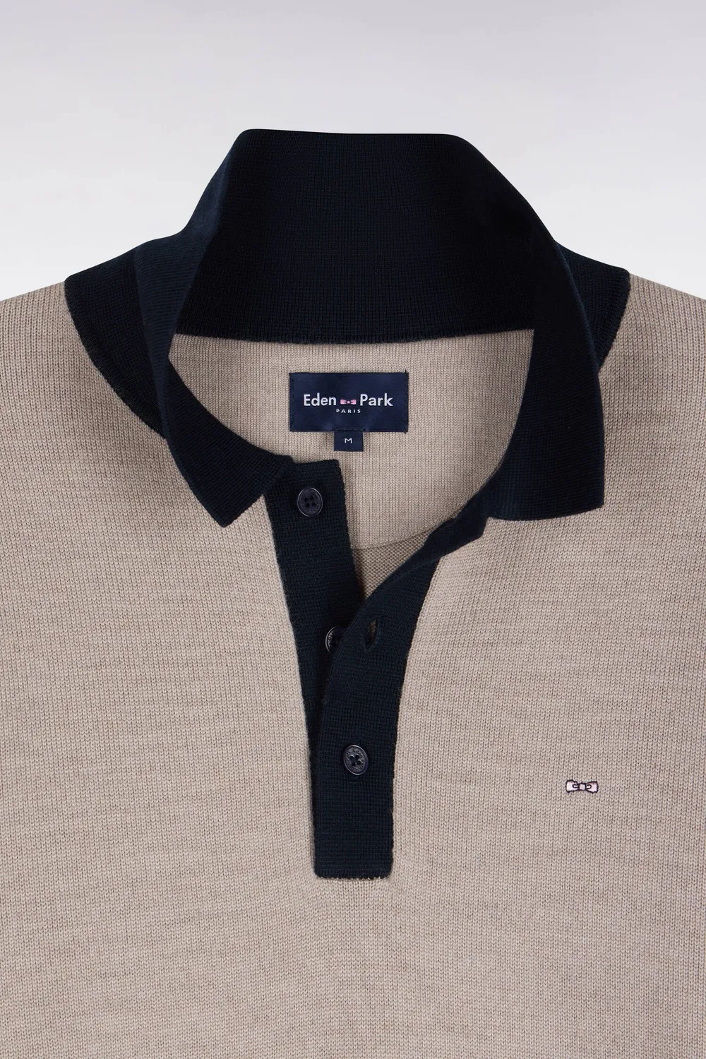 Eden Park pull col polo H26MAIPU0036 beige mérinos