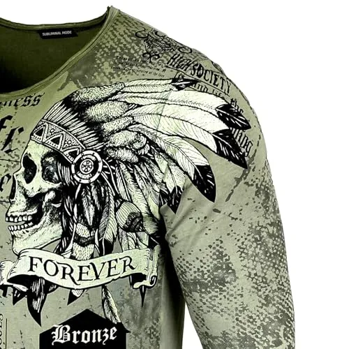 Subliminal Mode BX708 t-shirt homme col rond vintage coton délavé