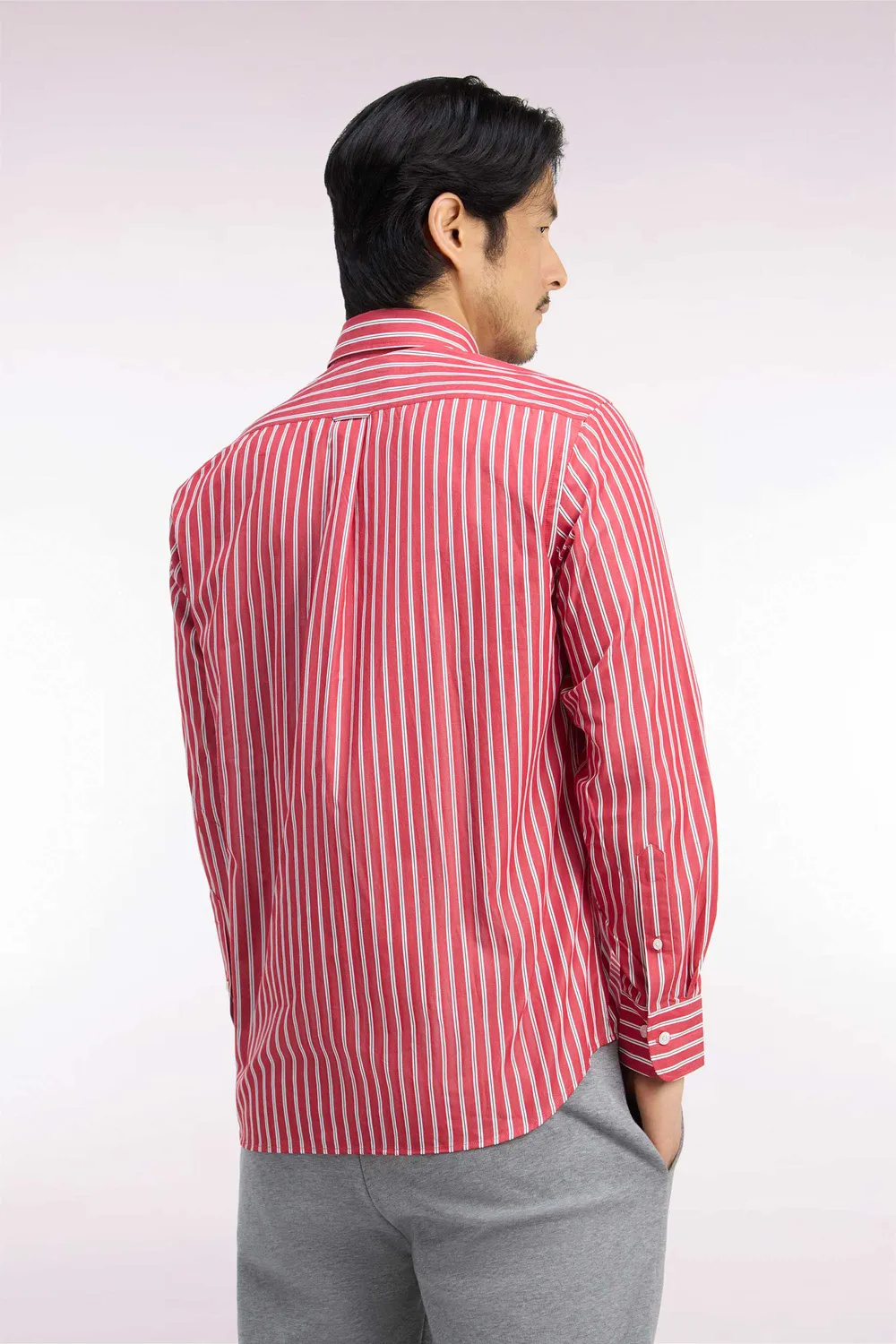 Eden Park H26CHECL0019 chemise rouge coton rayures droite