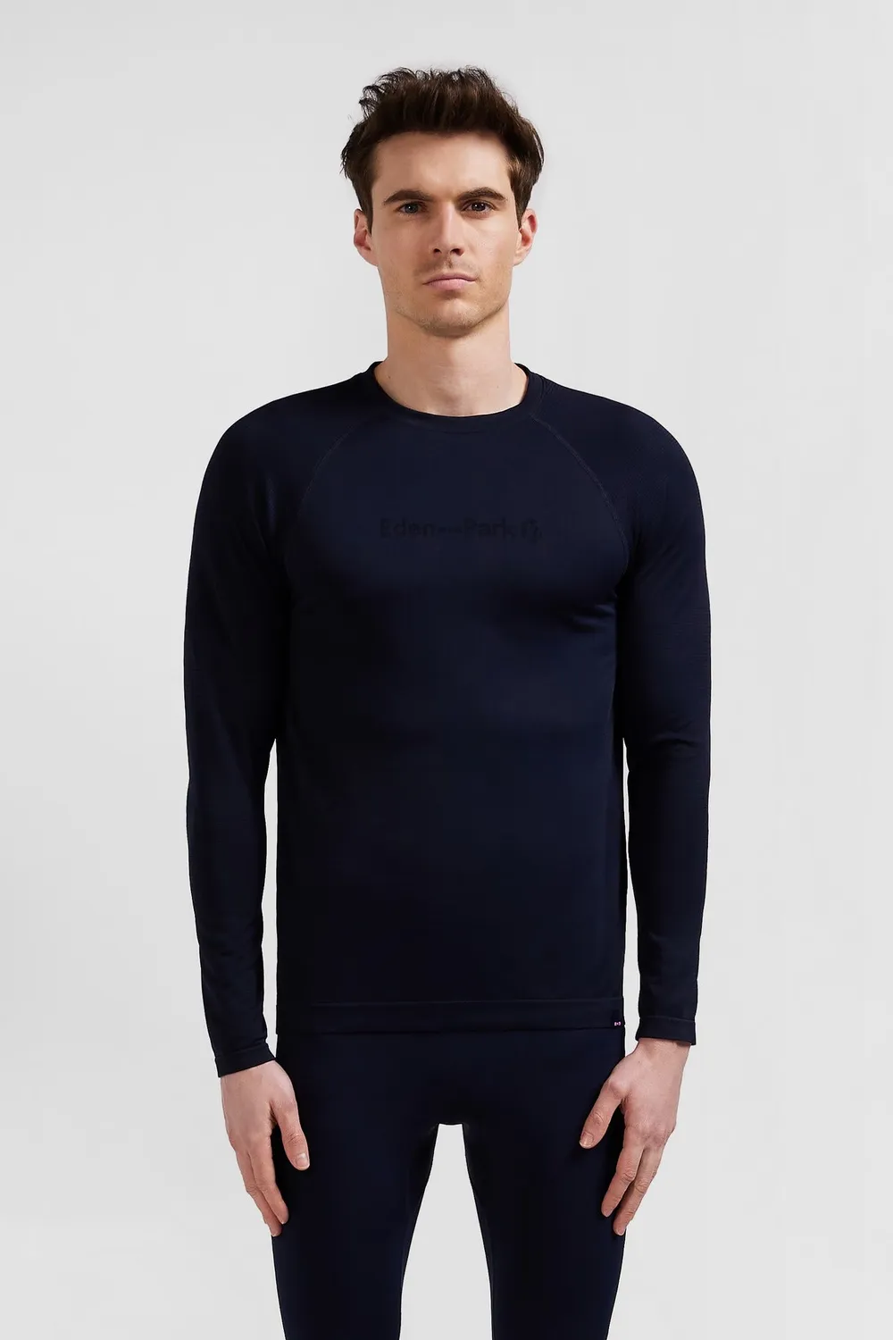 Eden Park t-shirt sport manches longues bleu marine slim