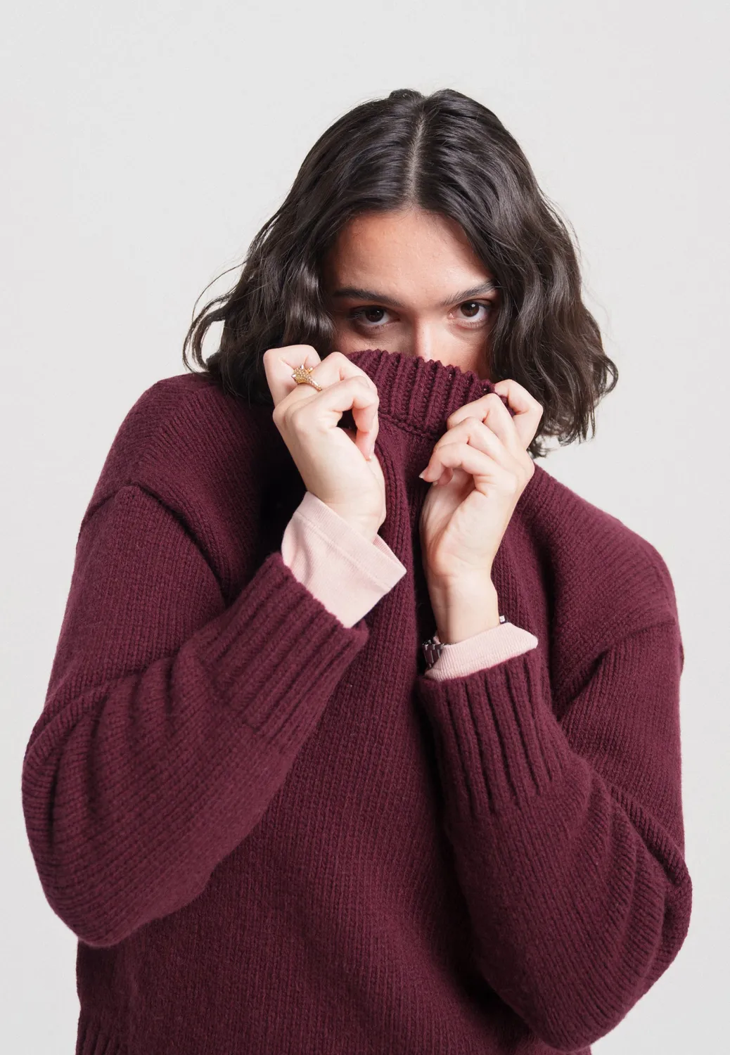 Loom Le pull col montant laine mérinos beige