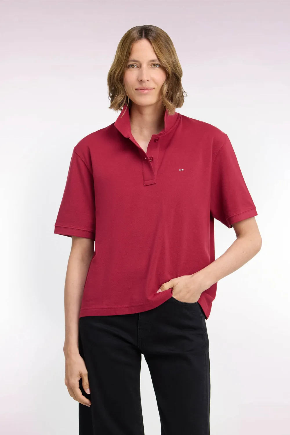 Eden Park Club Evolution polo rouge coupe oversized femme