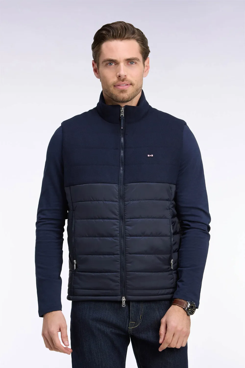 Eden Park doudoune sans manches marine nylon flanelle