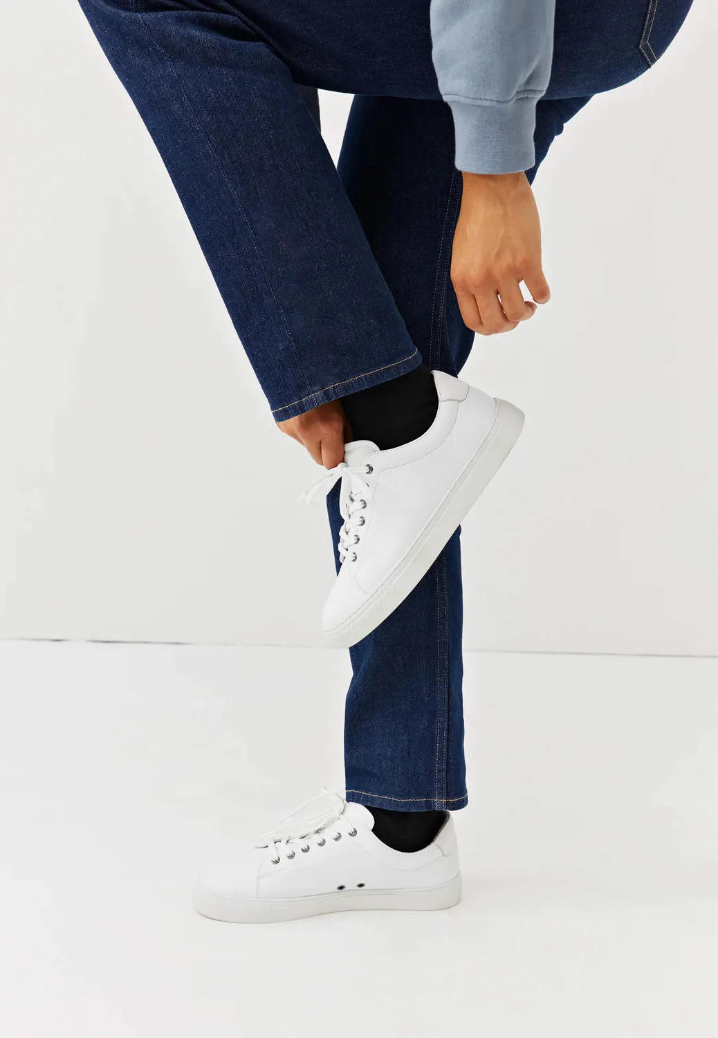 Loom baskets sneakers cuir blanc