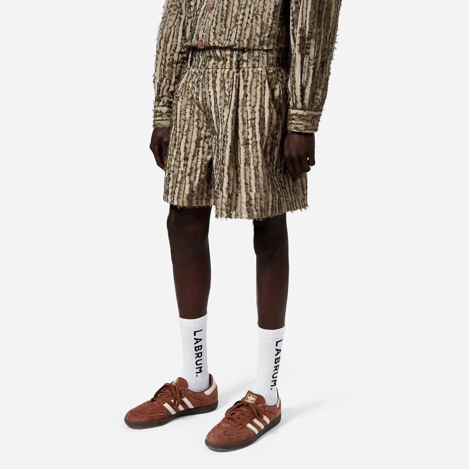 Labrum Olive Frayed Striped short homme olive rayé