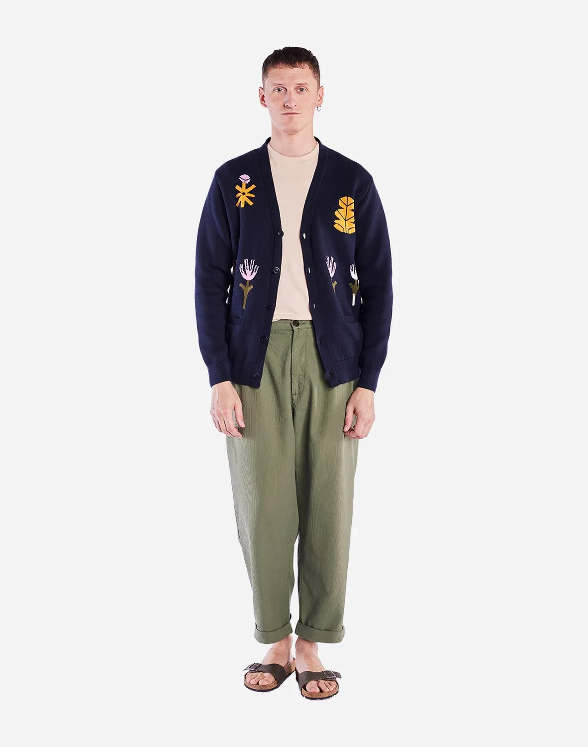 Olow Hadiqa Cardigan marine à motifs coton