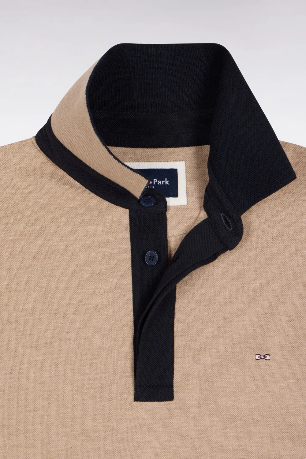 Eden Park Club Evolution polo beige manches longues piqué
