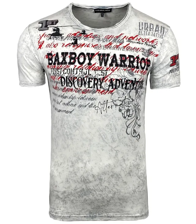 Subliminal Mode BX118 t-shirt homme blanc coton délavé