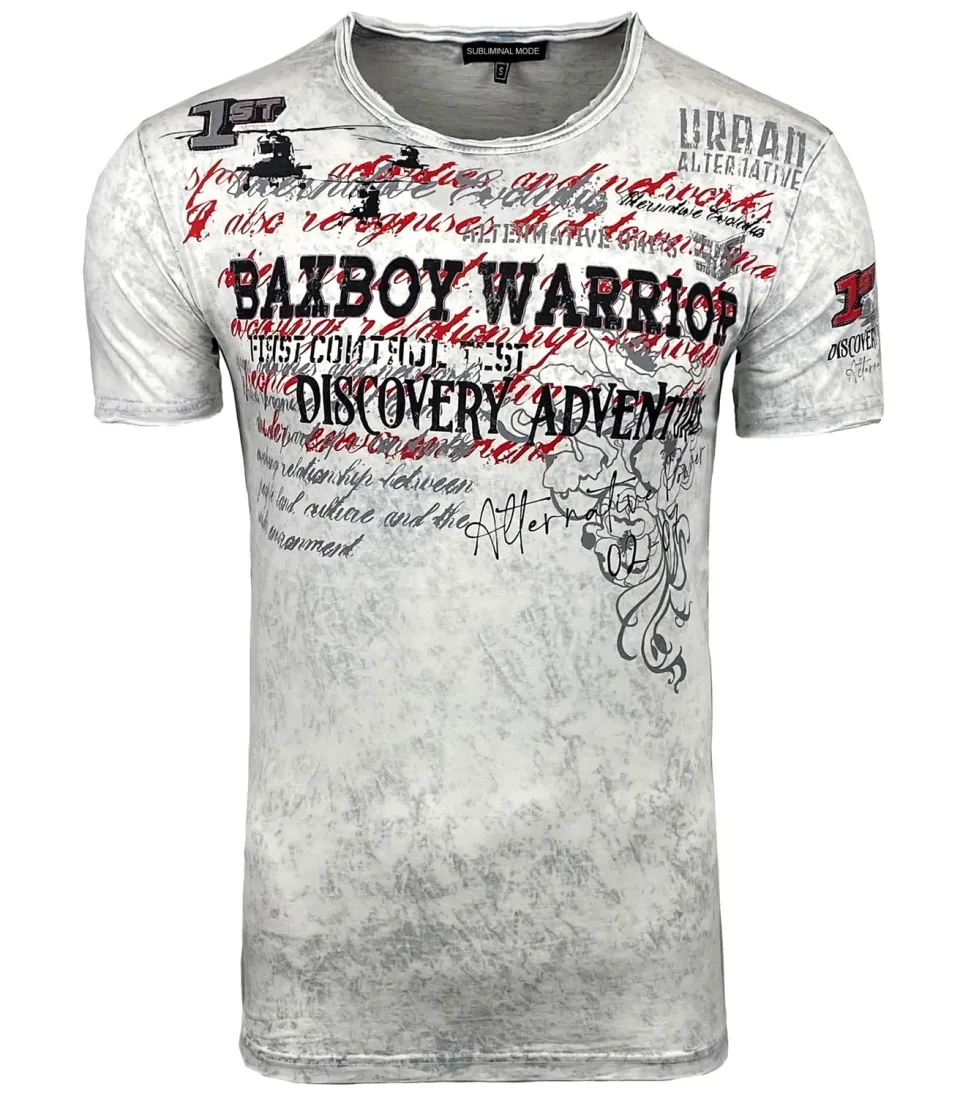 Subliminal Mode BX118 t-shirt homme blanc coton délavé