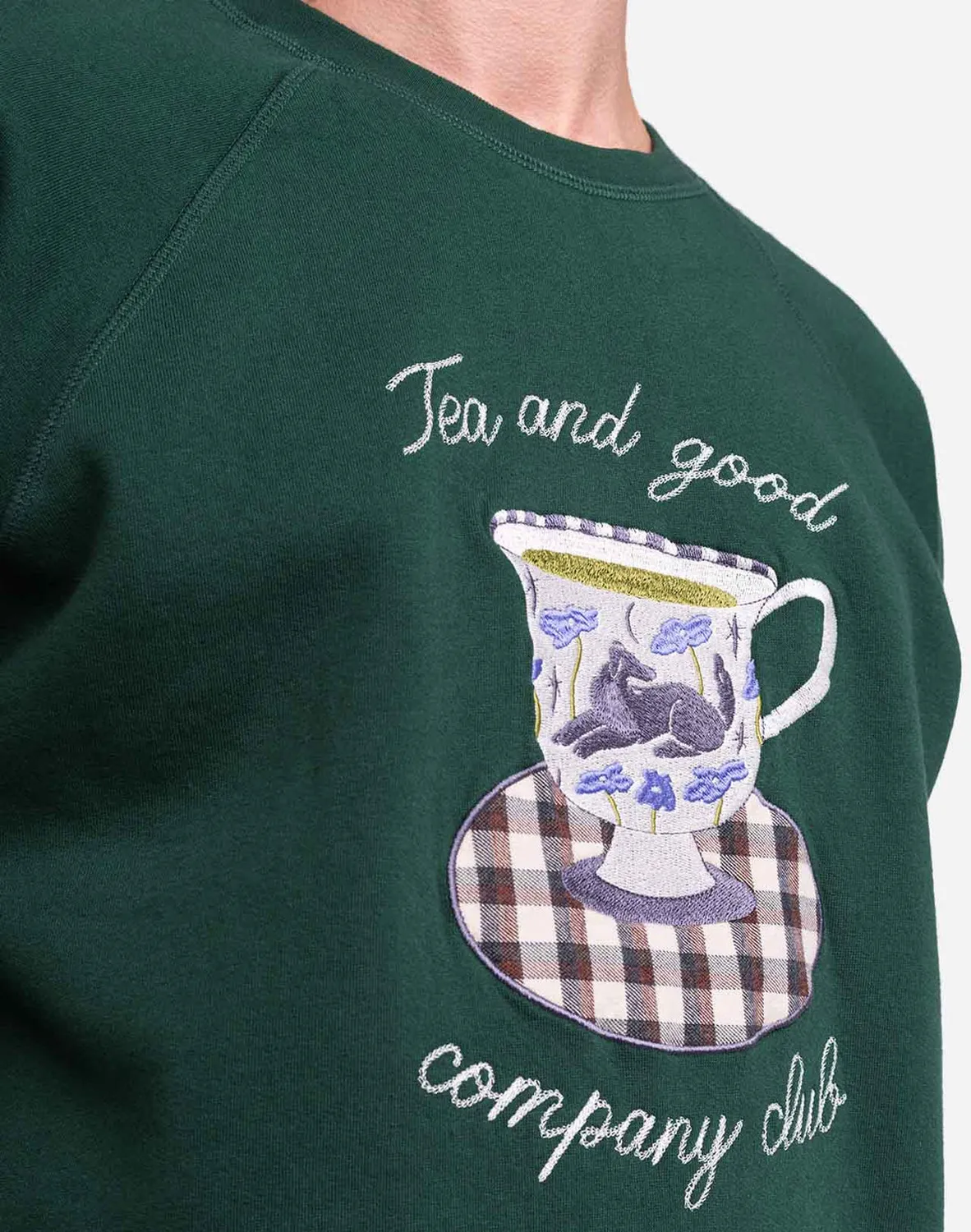 OLOW Cup of Tea sweat vert foret coton bio molleton