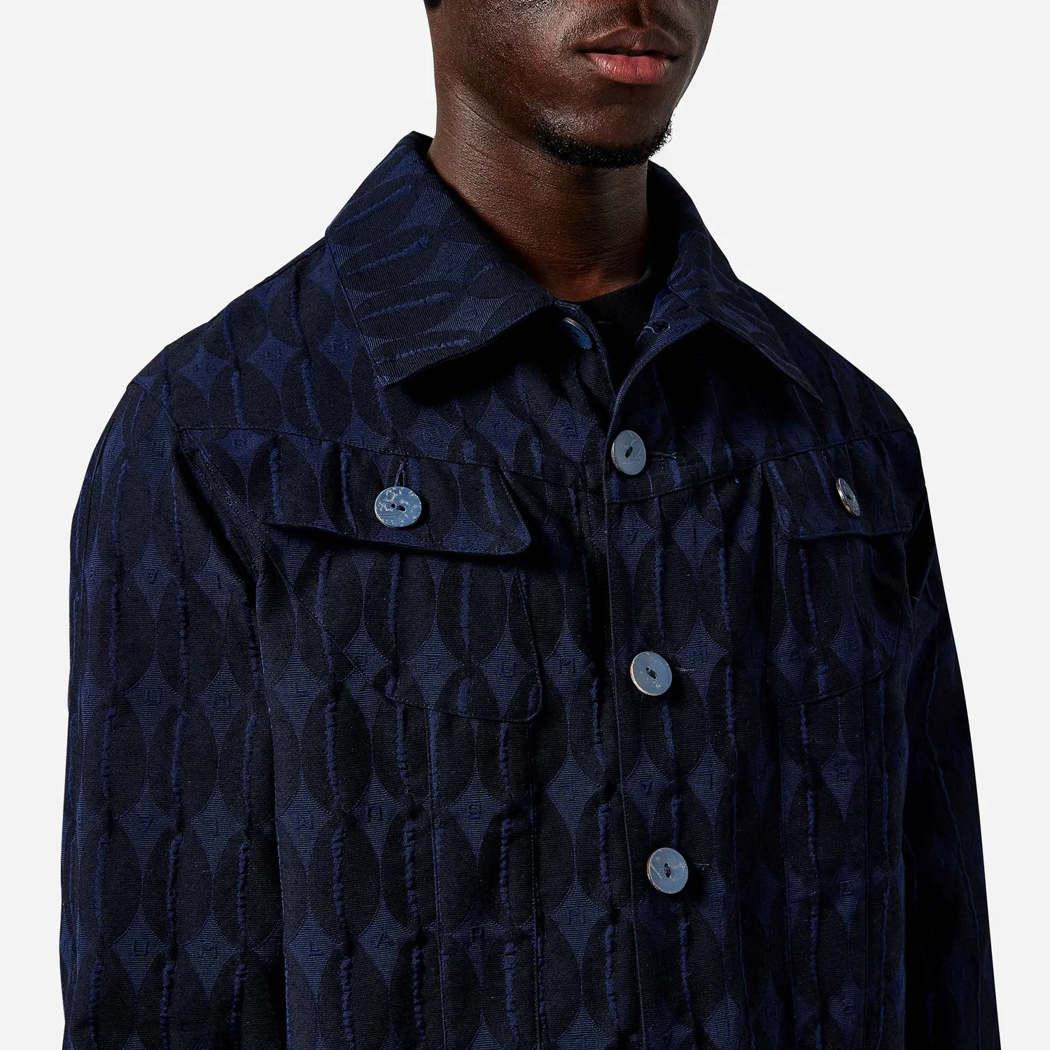 Labrum Navy Monogram Work veste homme marine poches