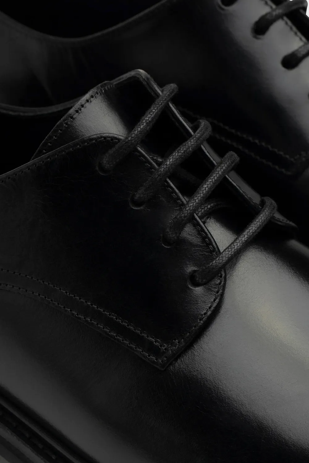 Loom Les derbies chaussures homme cuir noir semelle Vibram