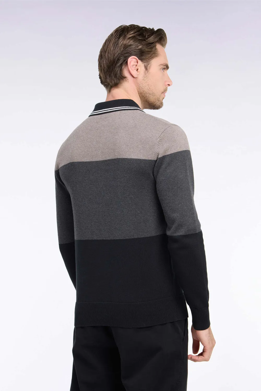 Eden Park Color Block pull rugby coton noir regular tricolore