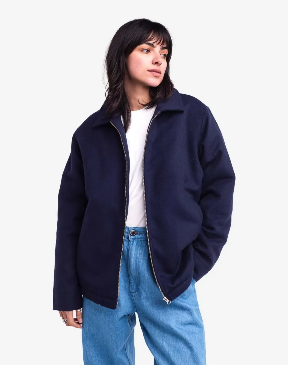 Olow Sherwood blouson homme bleu marine laine mérinos