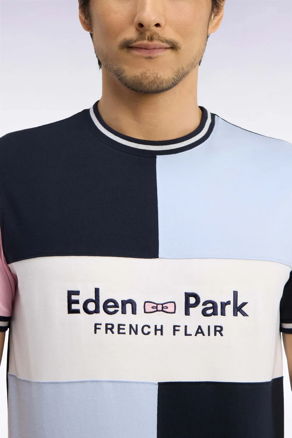 Eden Park t-shirt découpes broderie coton marine droit