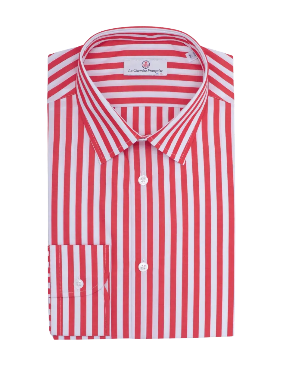 La Chemise Française rayure bâton chemise homme rouge col français