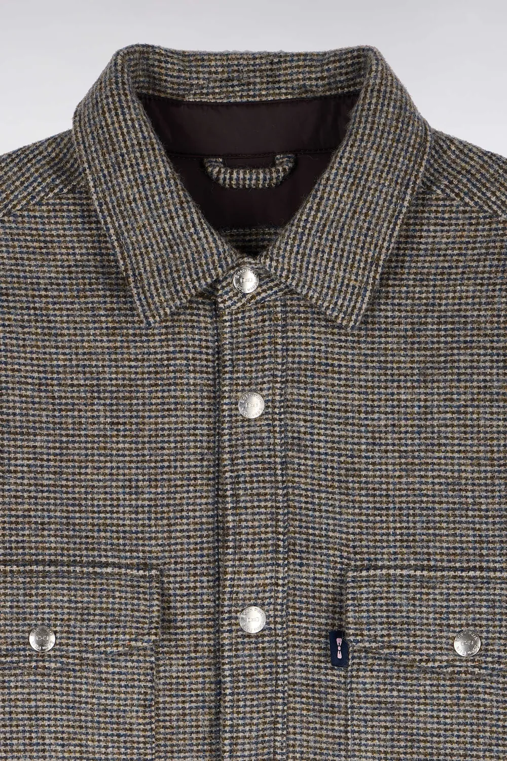 Eden Park Club Classique surchemise beige tweed pied-de-poule