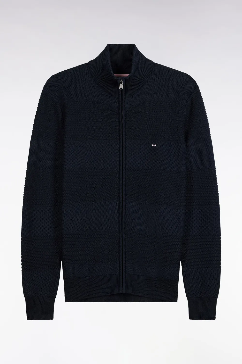 Eden Park cardigan zippé coton marine coupe droite