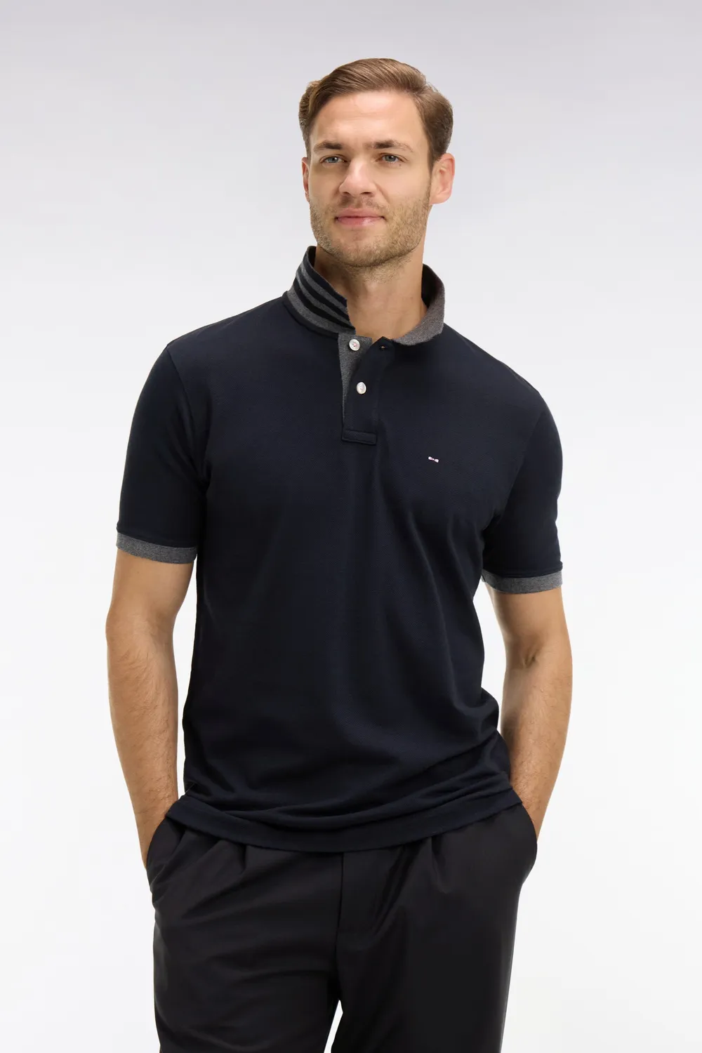 Eden Park Polo coton Pima noir détails contrastés