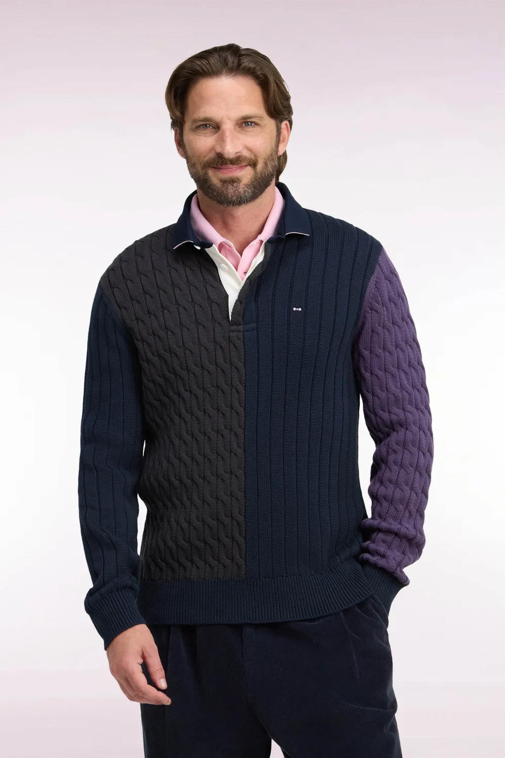 Eden Park Tradi Preppy pull torsades coton tricolore homme