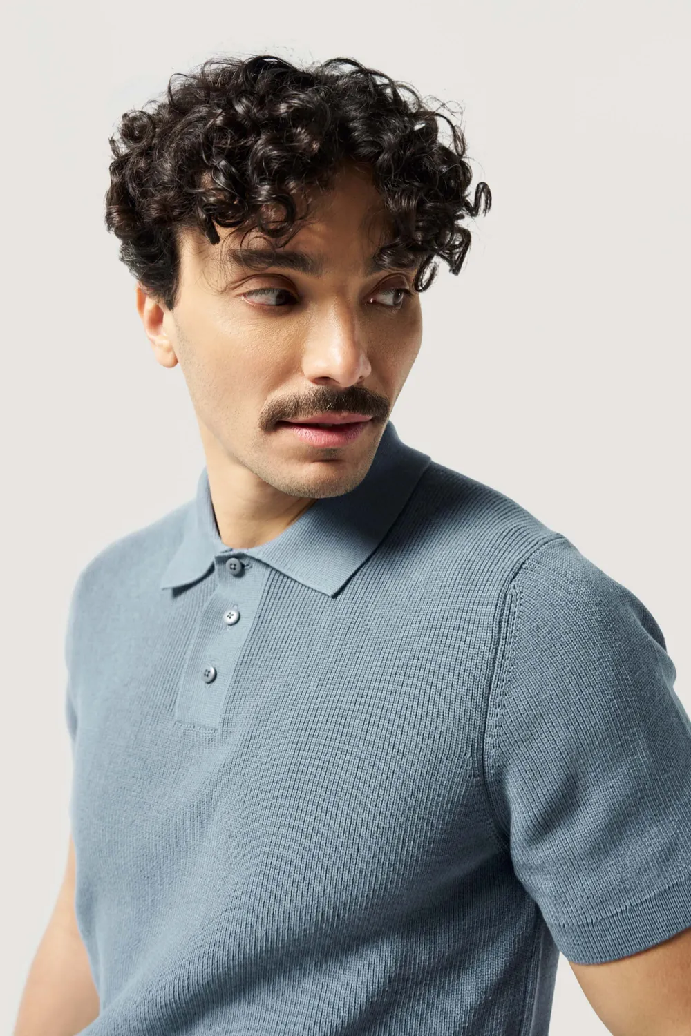 Loom Le polo en maille polo coton bleu tempête