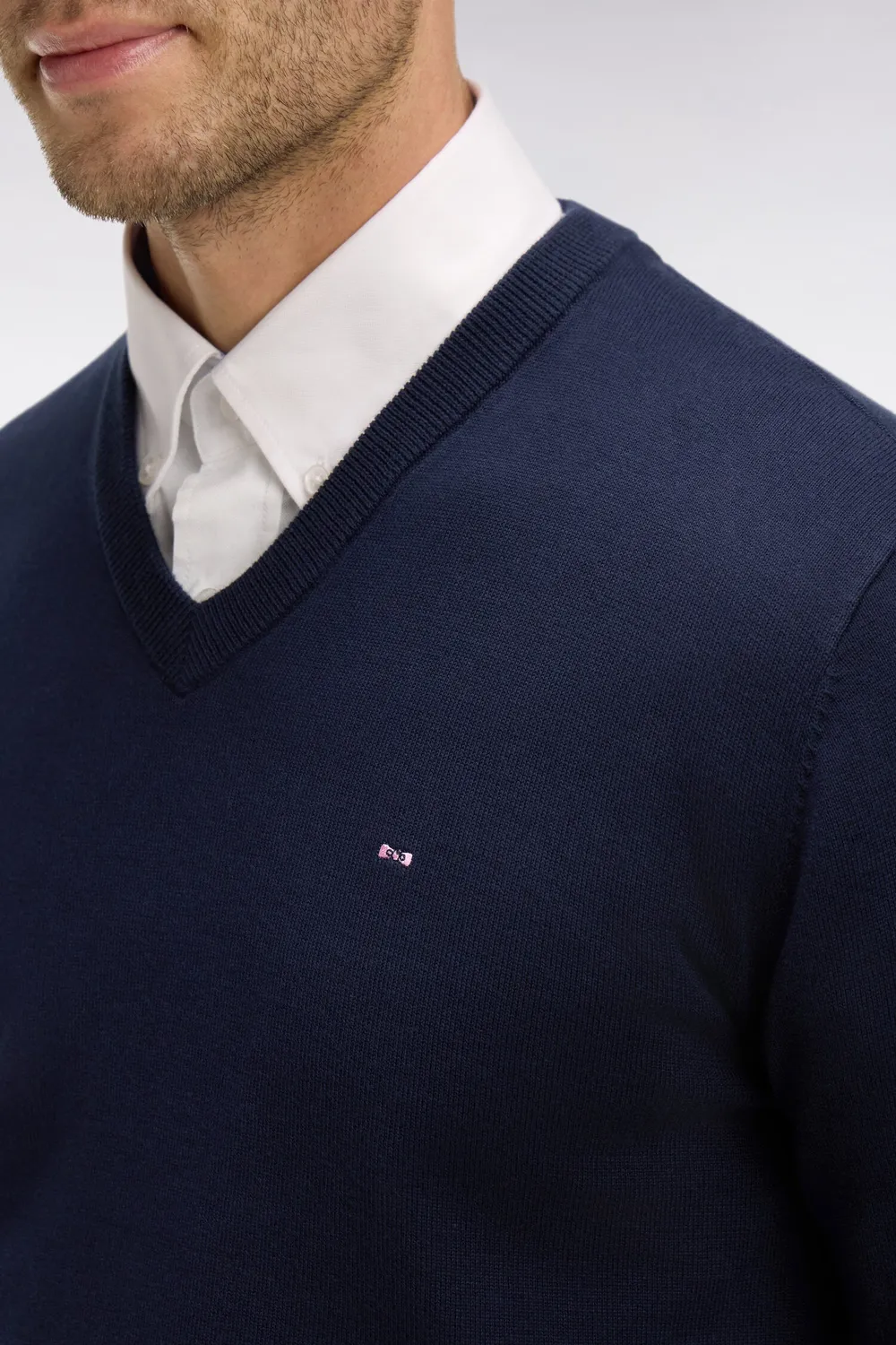 Eden Park pull col V bleu marine coton homme