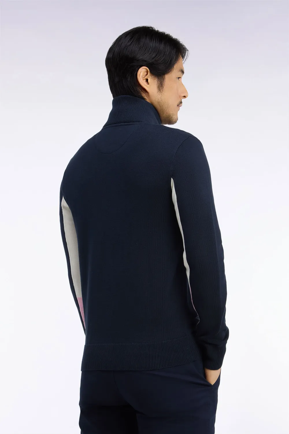 Eden Park Tricolore cardigan coton zippé marine