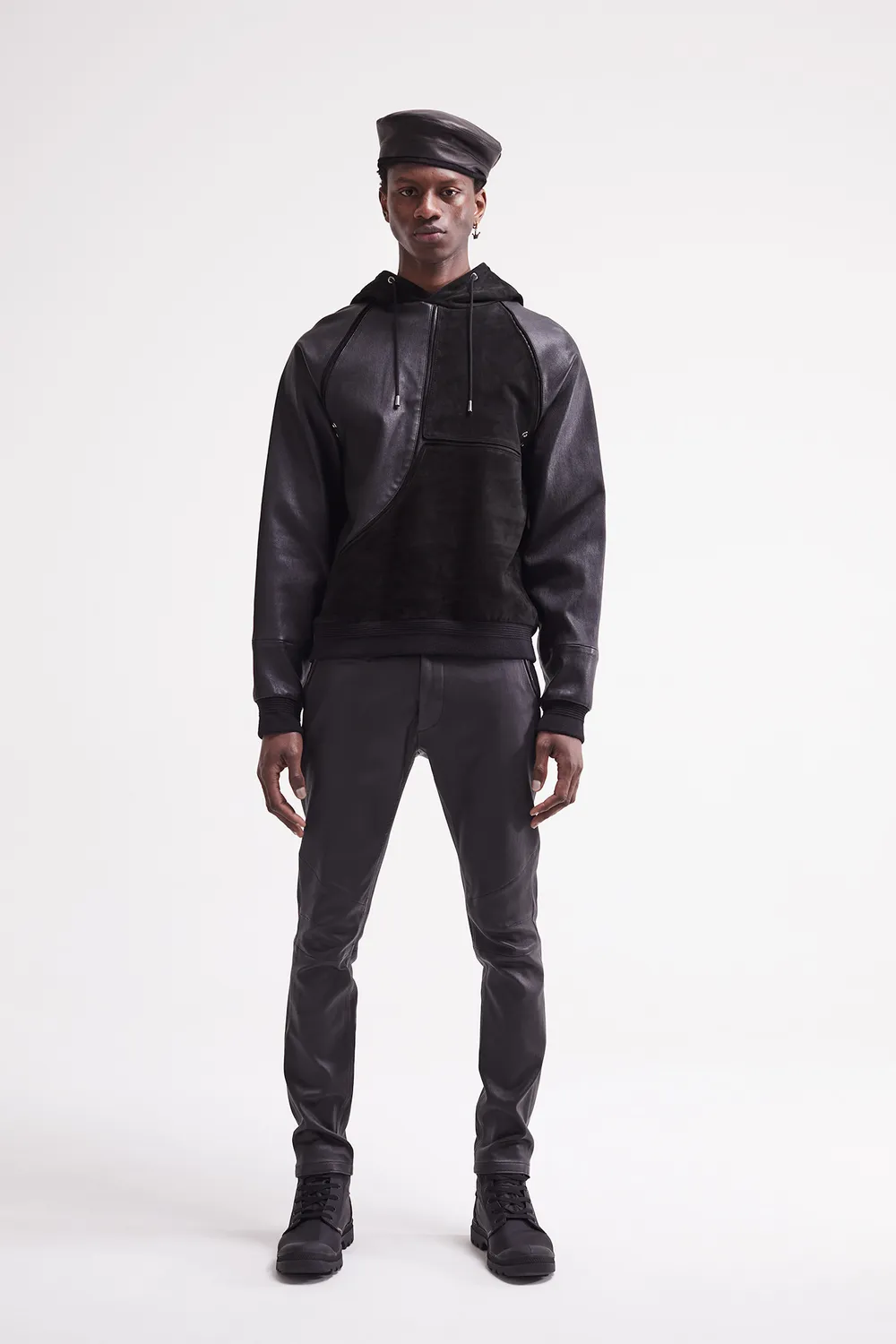 French Deal Tracks hoodie cuir agneau made in France