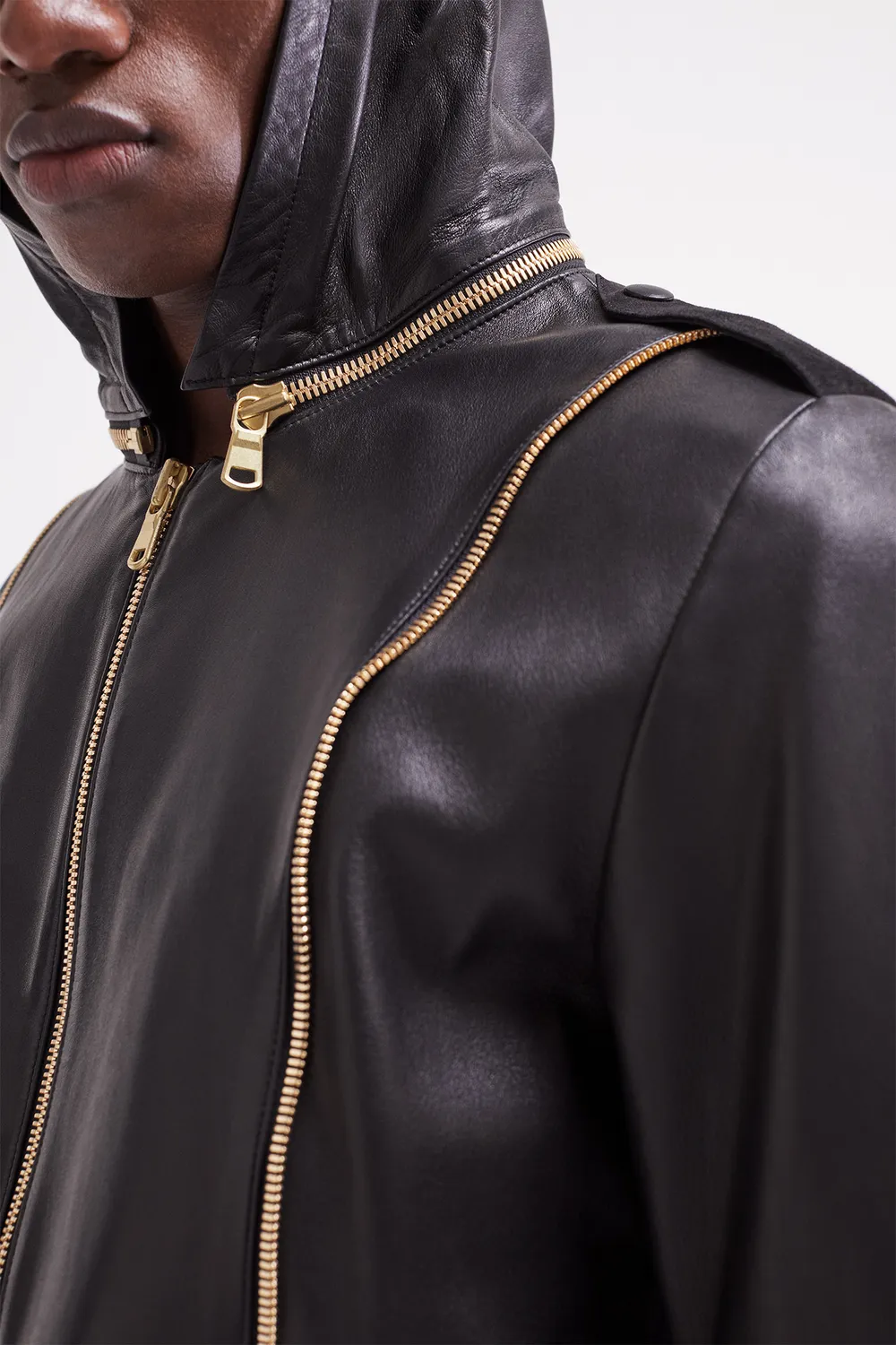 French Deal The Major veste cuir agneau noir