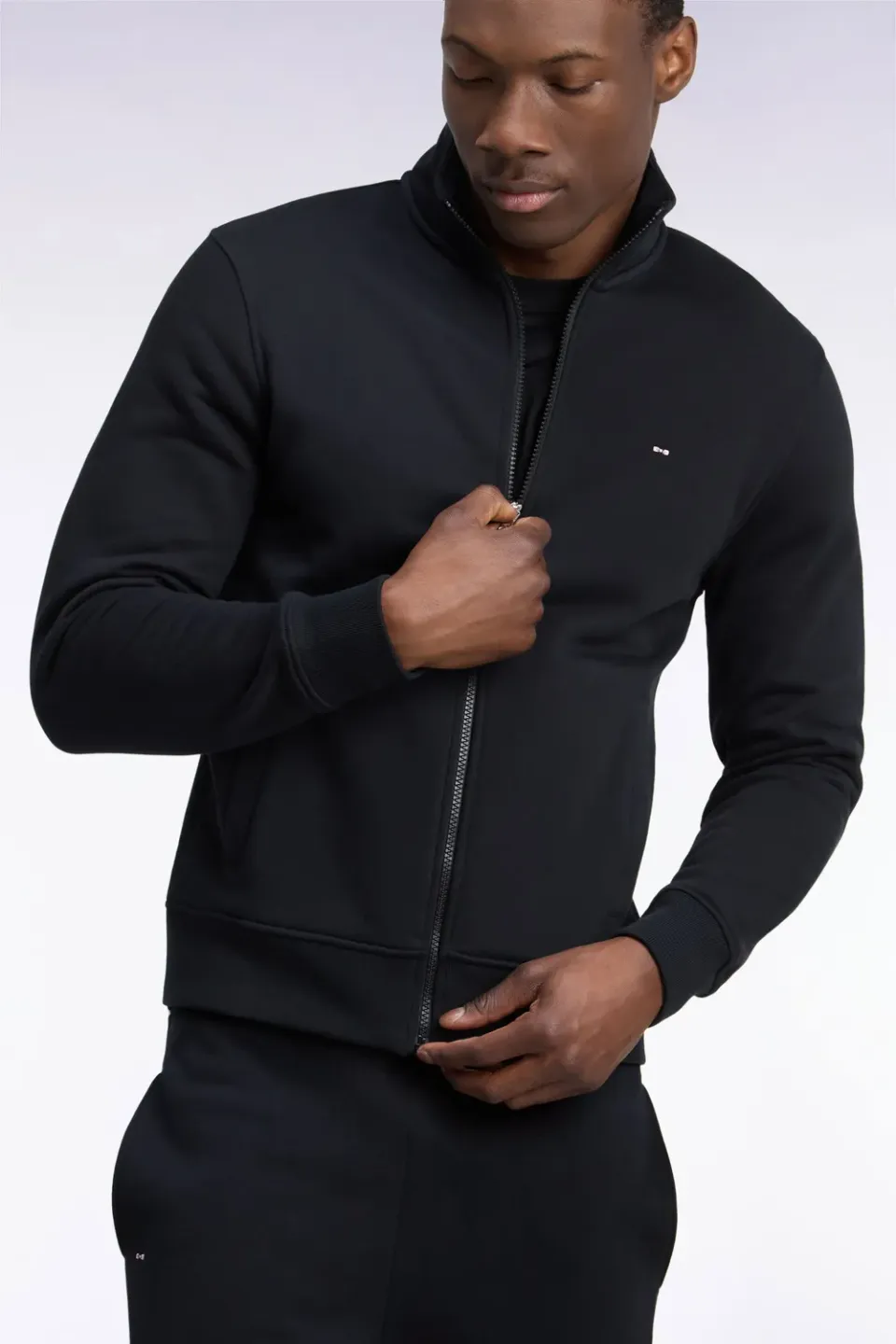Eden Park sweat zippé noir col camionneur
