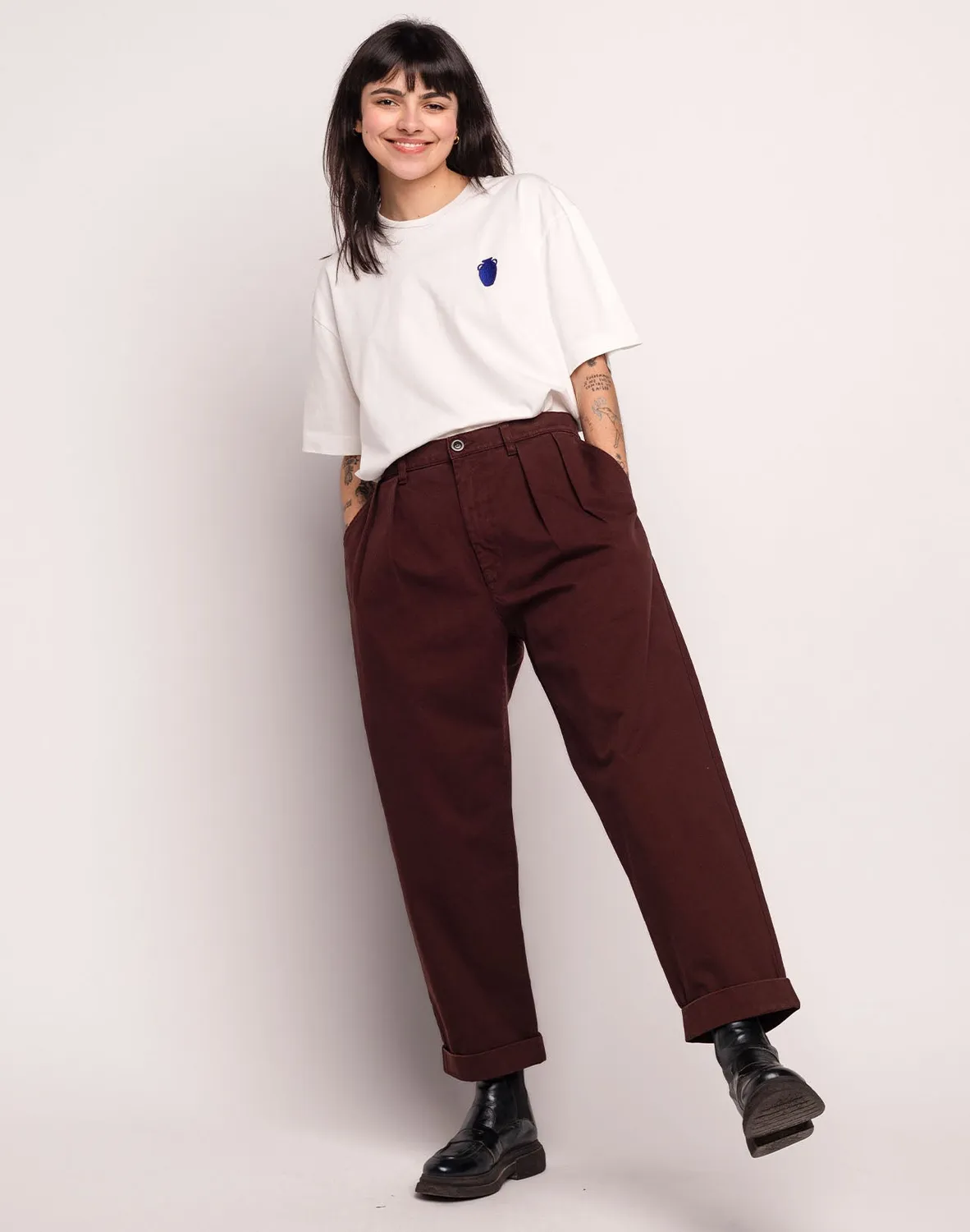 Olow Sembo pantalon chocolat large coton bio