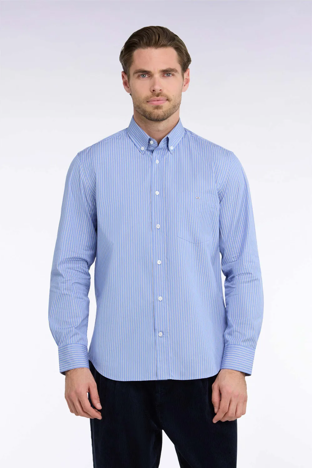 Eden Park chemise coton rayé ciel homme