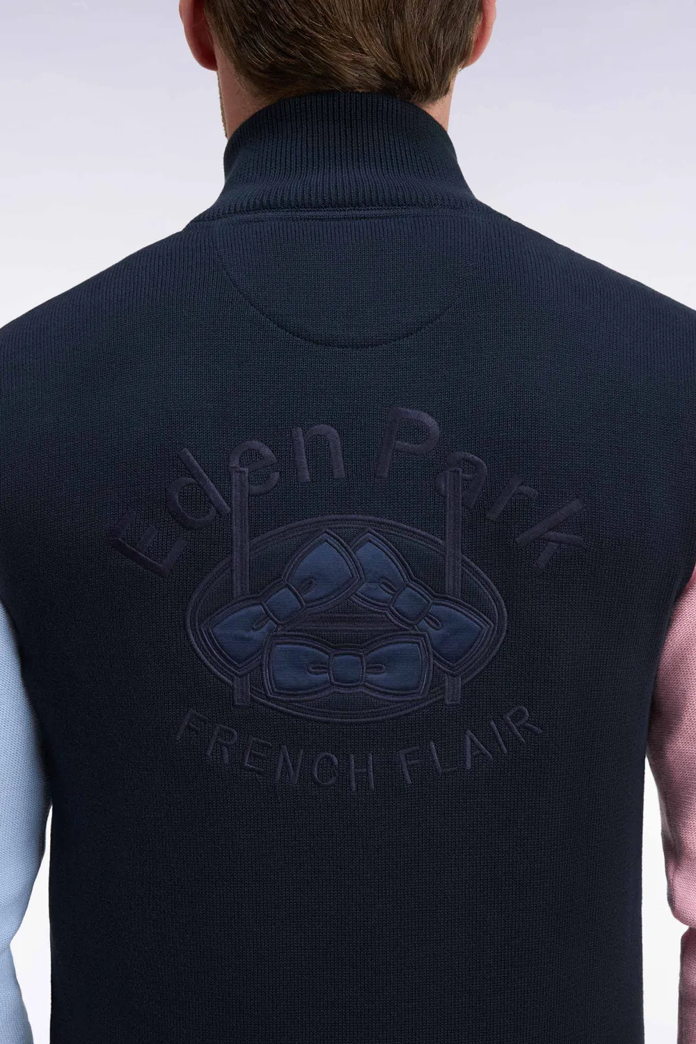 Eden Park Show Bizz cardigan zippé coton marine tricolore