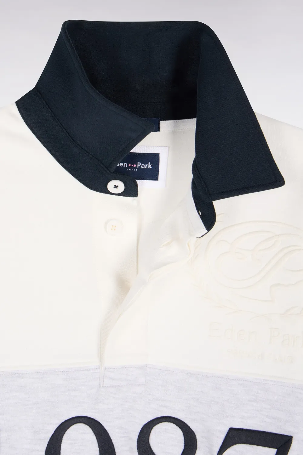Eden Park sweatshirt interlock écru chiné loose unisexe