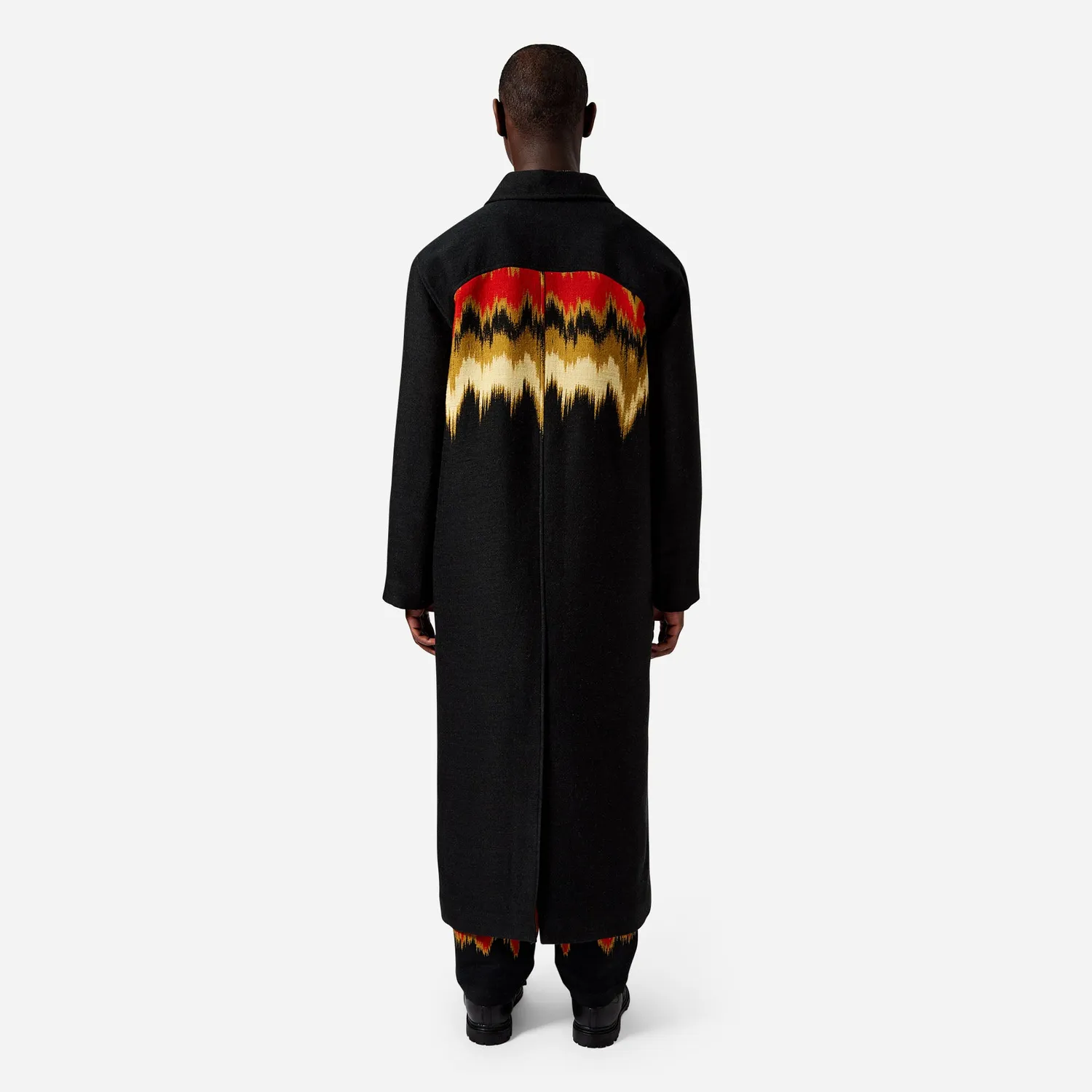 Labrum Woven Blur manteau duffle noir motif zigzag