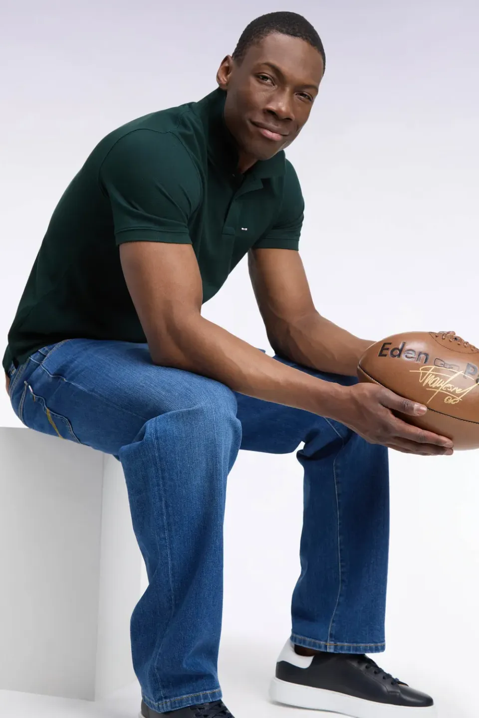 Eden Park polo pima vert foncé coupe droite