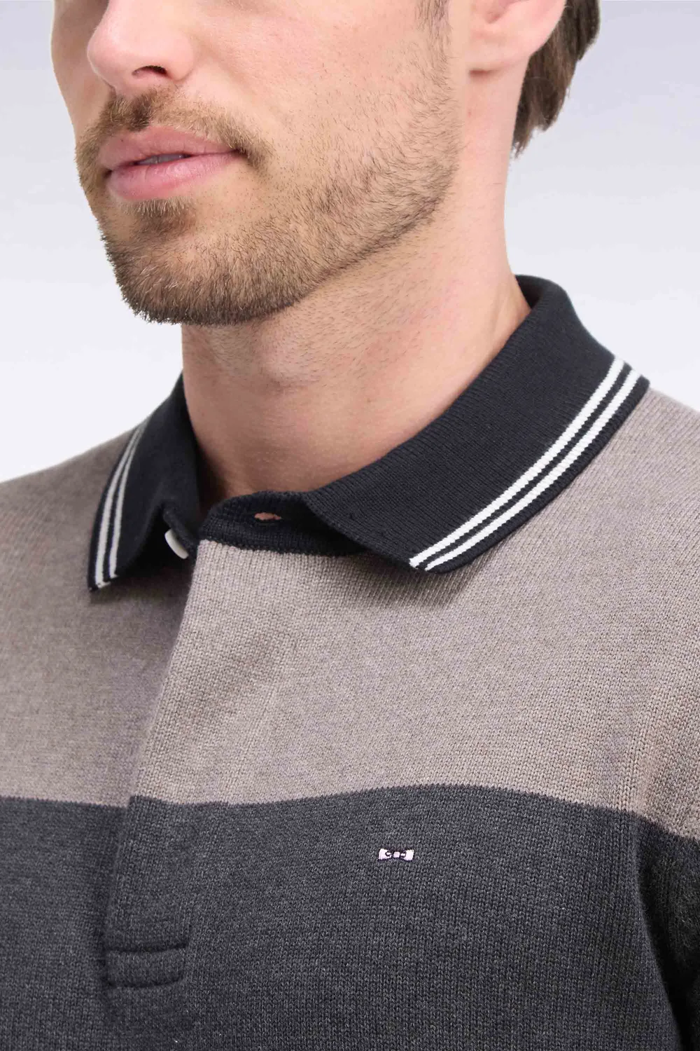 Eden Park Color Block pull rugby coton noir regular tricolore