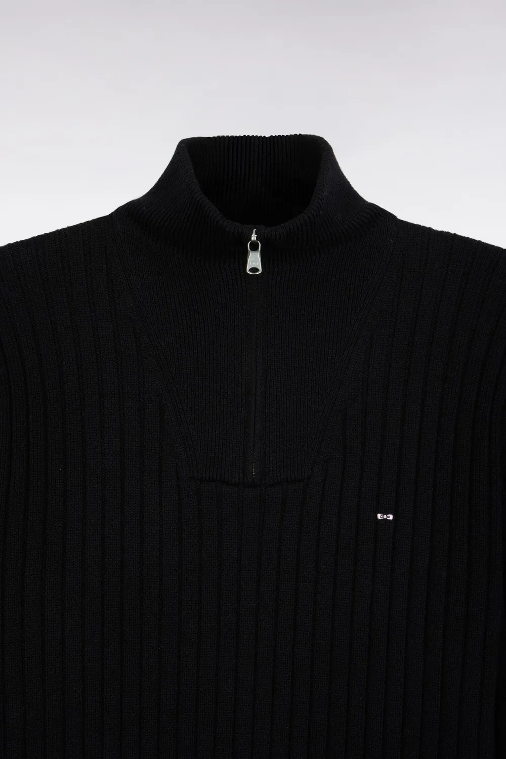 Eden Park pull col camionneur noir laine coton droit