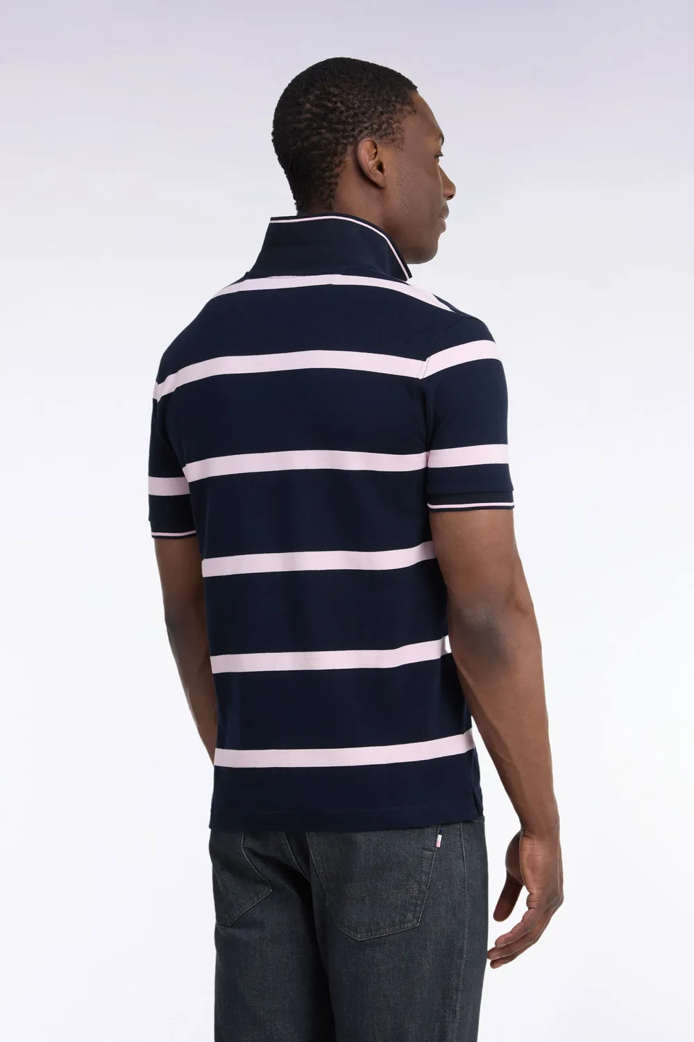 Eden Park Tricolore polo rayé coton marine manches courtes