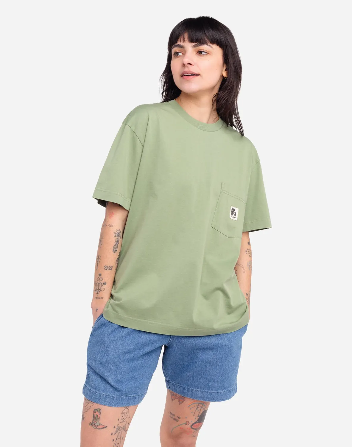 OLOW Japo t-shirt ample vert sauge coton bio