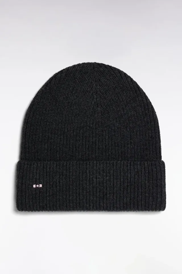 Eden Park bonnet côtelé laine coton gris foncé taille unique